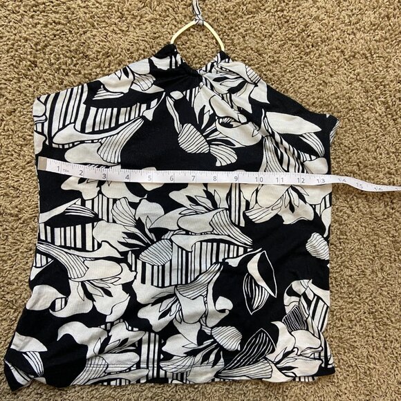 Banana Republic Y2K halter top - stretch black & white floral, tie back - Picture 6 of 8